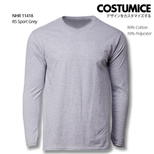 Costumice Design Basic Cotton Long Sleeve T-Shirt-Rs Sport Grey