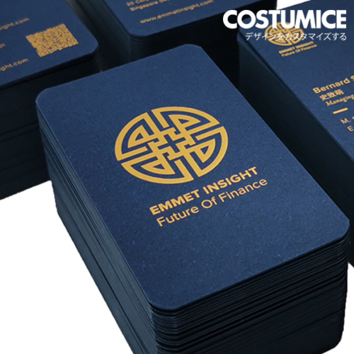 Costumice Design portfolio premium name card Dark Navy cotton card Emmet Insight gold cover