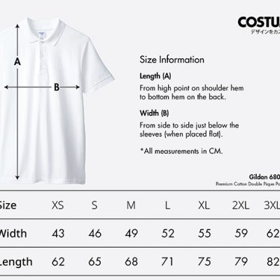 Costumice Design Premium Cotton Double Pique Polo Size Information