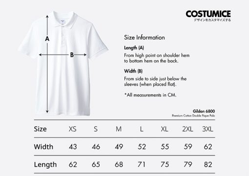 Costumice Design Premium Cotton Double Pique Polo Size Information