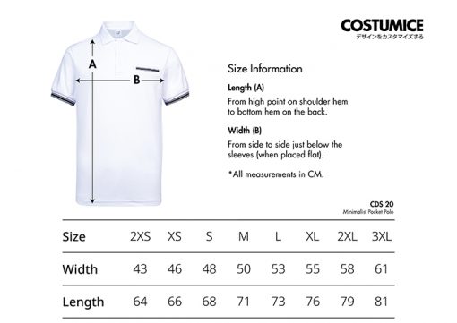 Costumice Design Anti-Odor Minimalist Pocket Polo Size Information