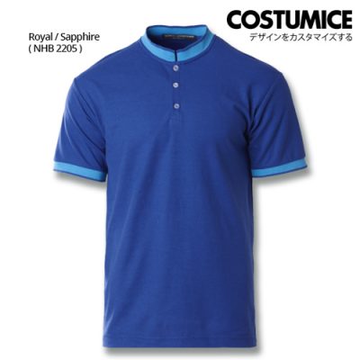 Costumice Design Signature Collection Mandarin Collar Polo - Royal+Sapphire