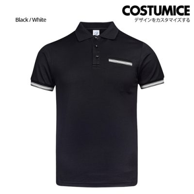 Costumice Design Minimalist Pocket Polo - Black+White-Front