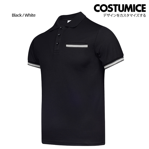 Costumice Design Minimalist Pocket Polo - Black+White-Side