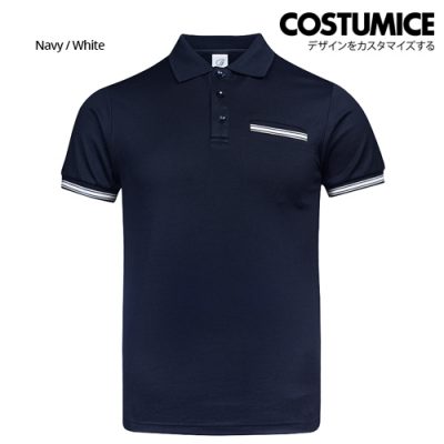 Costumice Design Minimalist Pocket Polo - Navy+White-Front