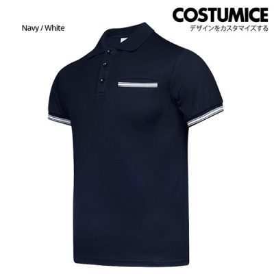 Costumice Design Minimalist Pocket Polo - Navy+White-Side