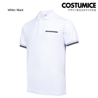 Costumice Design Minimalist Pocket Polo - White+Black-Side