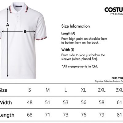 Costumice Design Signature Collection Saffron Polo Size Information