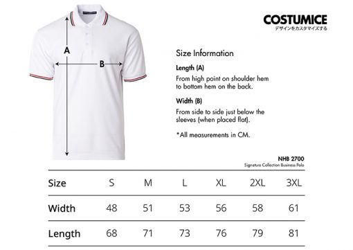 Costumice Design Signature Collection Saffron Polo Size Information