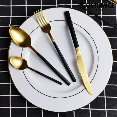 Costumice Design Nordic Style Black Gold Cutlery Set 2