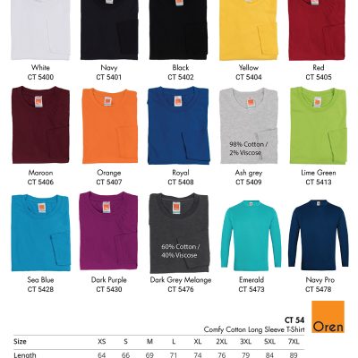 Comfy Cotton Long Sleeve T Shirt Color Options