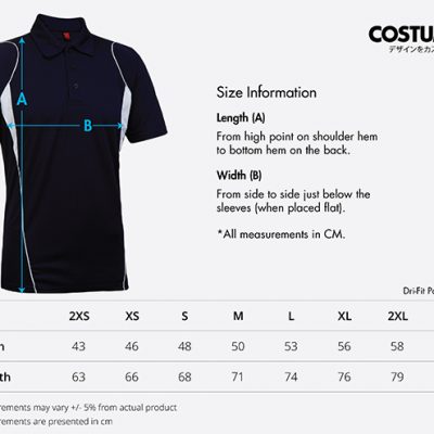 Costumice Design Dri Fit Polo Qd25 Size Information