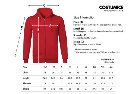 Beam-Hdr40-Full-Zip-Hoodie-2025-Size-Information-X-Costumice-Design