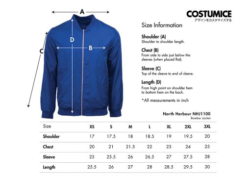 Costumice Design X North Harbour Bomber Jacket Size Information 2024