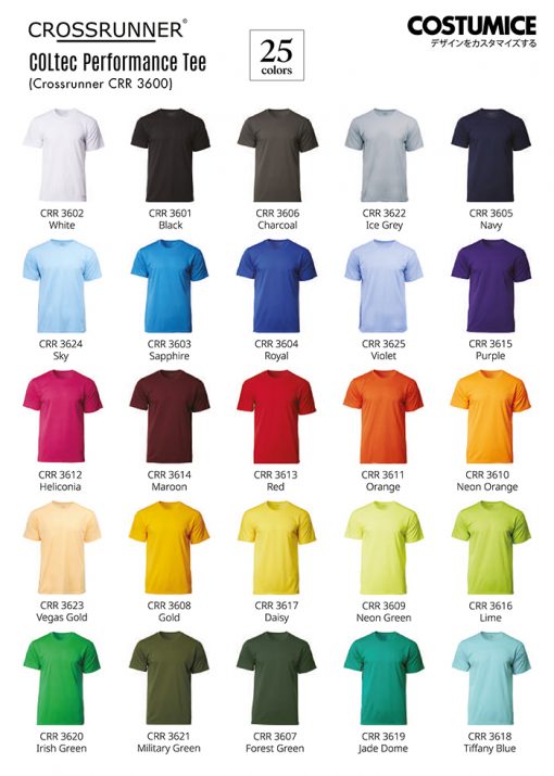 Crossrunner 3600 Coltec Performance Tee Quick Dry T-Shirt 2024 2025 Color Options X Costumice-Design