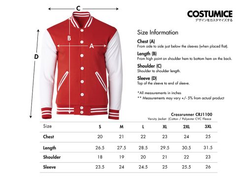 Crossrunner Crj1100 Varsity Jacket 2024 Size Information X Costumice Design