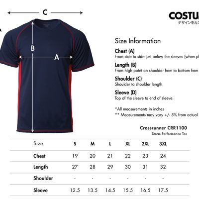 Crossrunner Crr1100 Storm Performance Tee 2025 Size Information X Costumice Design