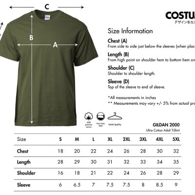 Gildan-2000-Ultra-Cotton-Adult-T-Shirt-203Gsm-2024-Size-Information-X-Costumice-Design