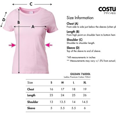 Gildan-76000L-Ladies-Premium-Cotton-T-Shirt-180Gsm-2024-Size-Information-X-Costumice-Design