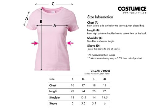 Gildan-76000L-Ladies-Premium-Cotton-T-Shirt-180Gsm-2024-Size-Information-X-Costumice-Design