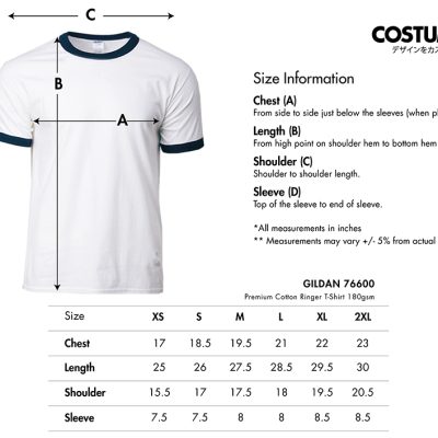 Gildan-76600-Premium-Cotton-Ringer-T-Shirt-180Gsm-2024-Size-Information-X-Costumice-Design