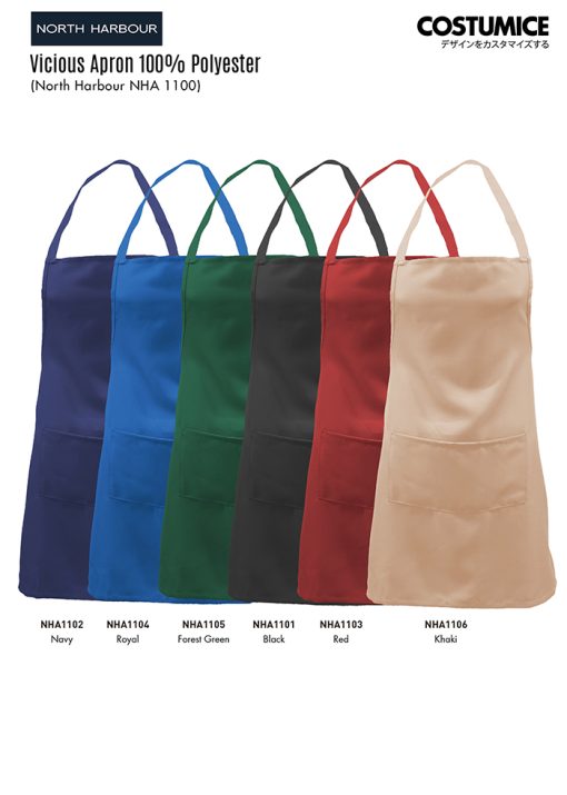 North Harbour Nha1100 Vicious Apron 100% Polyester 2024 Color Options X Costumice Design