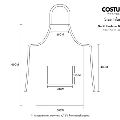 North Harbour Nha1100 Vicious Apron 100% Polyester 2024 Size Info X Costumice Design