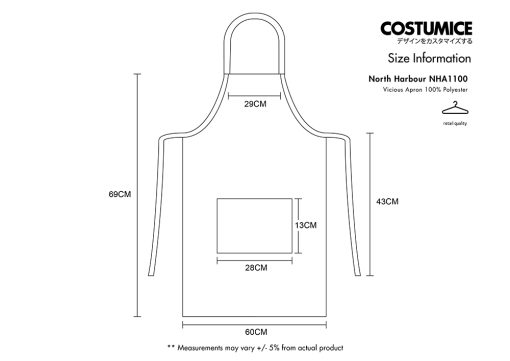 North Harbour Nha1100 Vicious Apron 100% Polyester 2024 Size Info X Costumice Design