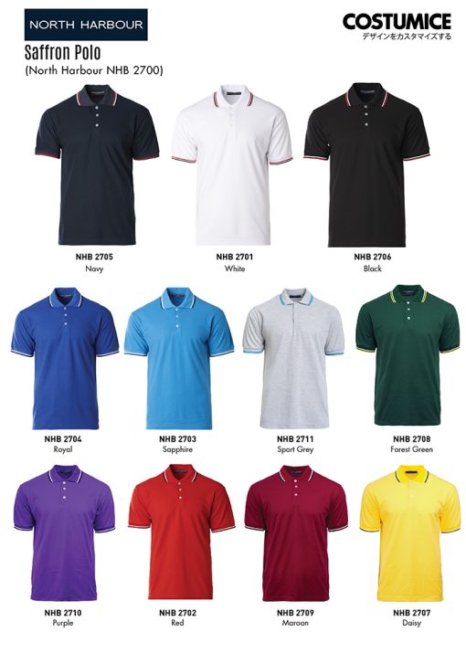 North Harbour Nhb2700 Saffron Polo 2025 Color Options X Costumice Design