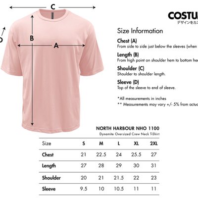 North Harbour Nho 1100 Dynamite Oversized Crew Neck T-Shirt 2024 Size Information X Costumcie Design