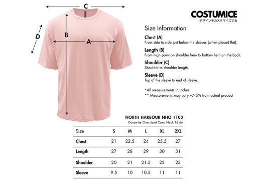 North Harbour Nho 1100 Dynamite Oversized Crew Neck T-Shirt 2024 Size Information X Costumcie Design