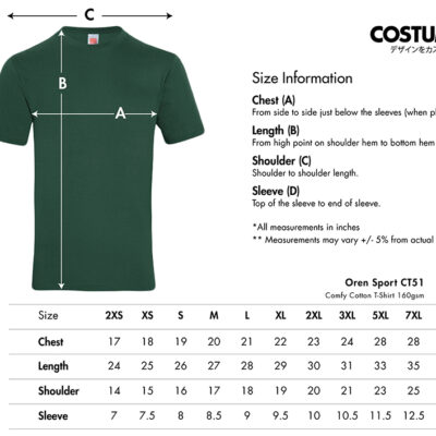 Comfy Cotton T-Shirt 160Gsm (Oren Sport Ct51) 8 Comfy Cotton T-Shirt 160Gsm (Oren Sport Ct51) - Image 4