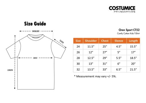 Oren-Sport-Ct52-Comfy-Cotton-Kids-T-Shirt-160Gm-2024-Size-Information-X-Costumice-Design