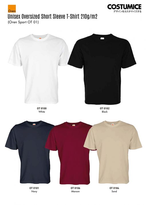 Oren Sport Ot 01 Unisex Oversized Short Sleeve T Shirt 2024 2025 Color Options X Costumice Design Lr