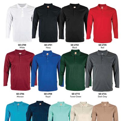 Oren Sport Qd 67 Microfibre Eyelet Long Sleeve Polo Shirt 2024 Color Options X Costumice Design