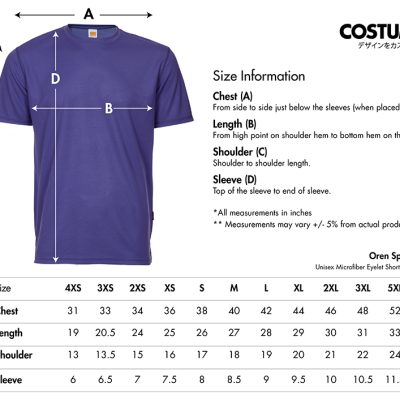 Oren-Sport-Qd04-Unisex-Microfiber-Eyelet-Short-Sleeve-T-Shirt-2024-Size-Information-X-Costumice-Design
