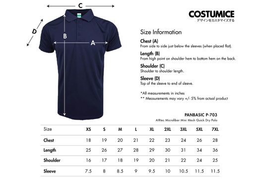 Pan-Basic-P-703-Airtec-Microfiber-Polo-2025-Size-Information-X-Costumice-Design
