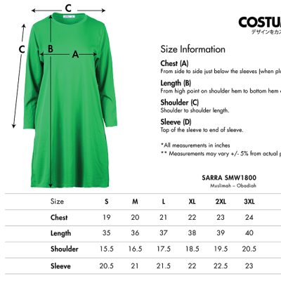 Sarra Smw1800 Muslimah Obadiah 2024 Size Information X Costumice Design
