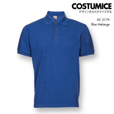 Costumice Design Honeycomb Cotton Polo Blue Melange