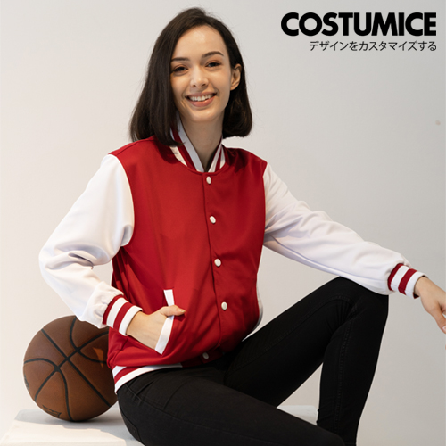 Red black and white varsity jacket shop