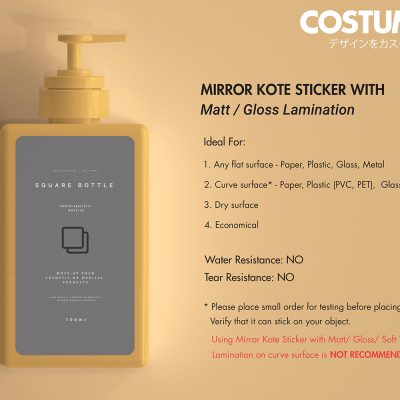 Costumice Design Mirror Kote Matt Gloss Velvet Soft Touch Velvet Lamination Sticker Specifications