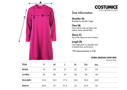 Costumice Design Sarra Obadiah Smw1800 Size Information