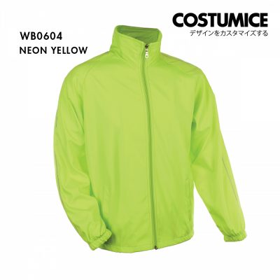 Costumice Design Lightweight Weather Resistant Windproof Microfibre Windbreaker Neon Yellow