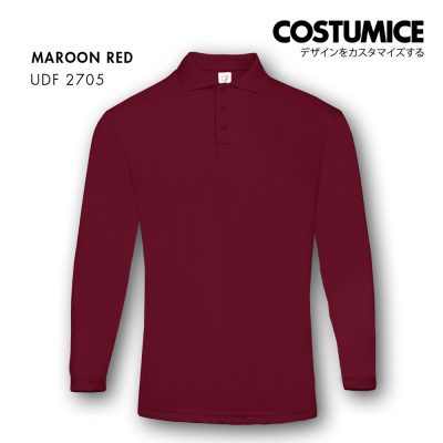 Dri Fit Long Sleeve Polo Udf2705 Maroon Red