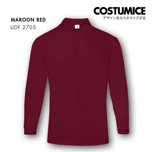 Dri Fit Long Sleeve Polo Udf2705 Maroon Red