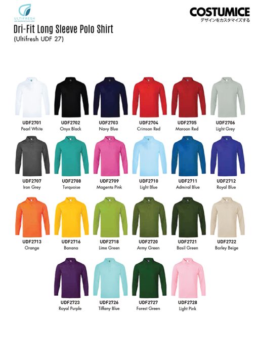 Ultifresh Udf27 Dri-Fit Long Sleeve Polo Shirt 2024 Color Options X Costumice Design
