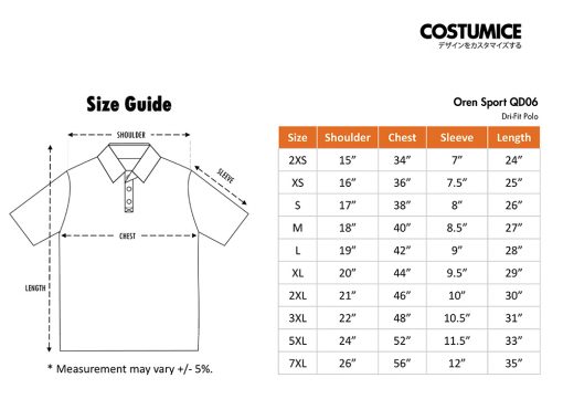 Costumice Design Dri Fit Polo Oren Sport Qd06 Size Information