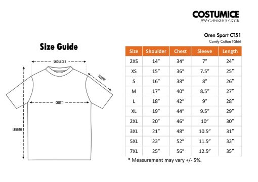 Costumice Design X Oren Sport Ct51 Size Information