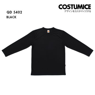 Qd54 Long Sleeve Dry Fit Round Neck T Shirt Costumice Design Black