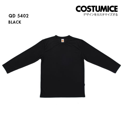 Qd54 Long Sleeve Dry Fit Round Neck T Shirt Costumice Design Black